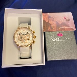 Empress Beatrice Watch With Day/Date in Rose Gold With Leather Embossed Strap